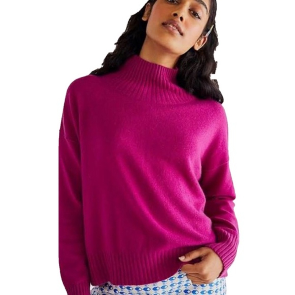Free People‎ magenta cashmere mock neck sweater size xs